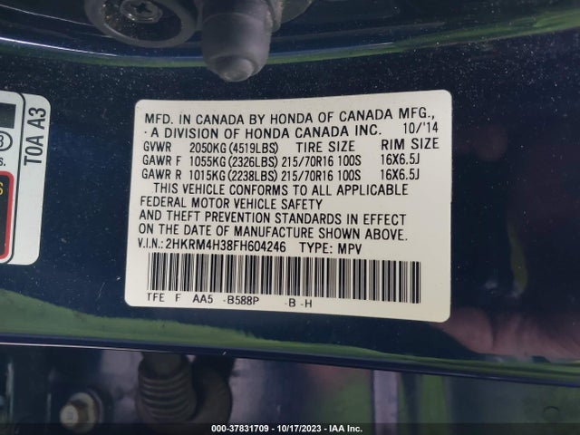 2015 HONDA CR-V 2HKRM4H38FH604246 Photo 8