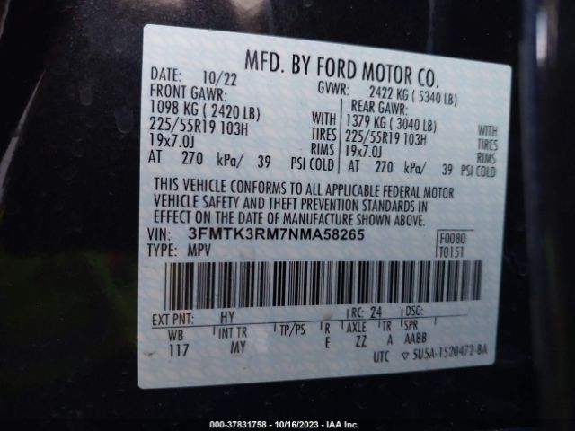 3FMTK3RM7NMA58265 Ford Mustang Mach-e Premium