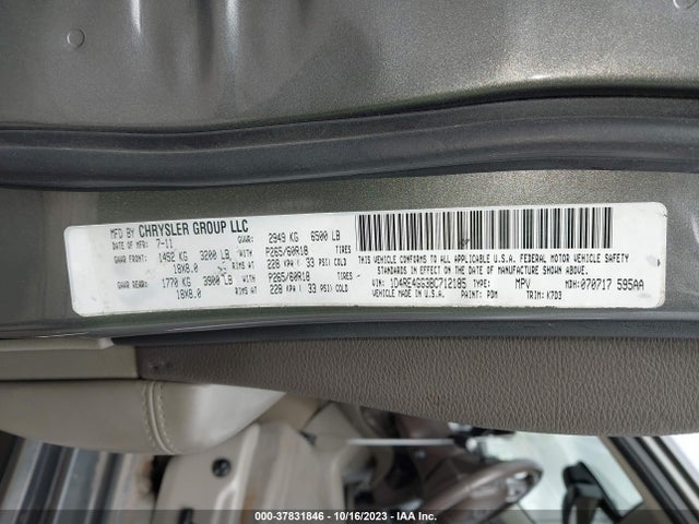 2011 DODGE DURANGO CREW VIN: 1D4RE4GG3BC712185
