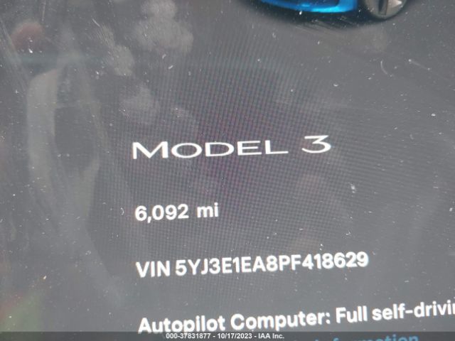 5YJ3E1EA8PF418629 Tesla MODEL 3