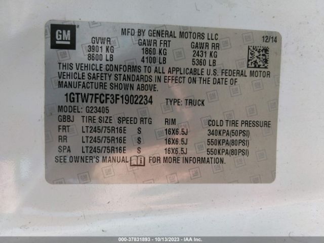 1GTW7FCF3F1902234 GMC SAVANA CARGO VAN