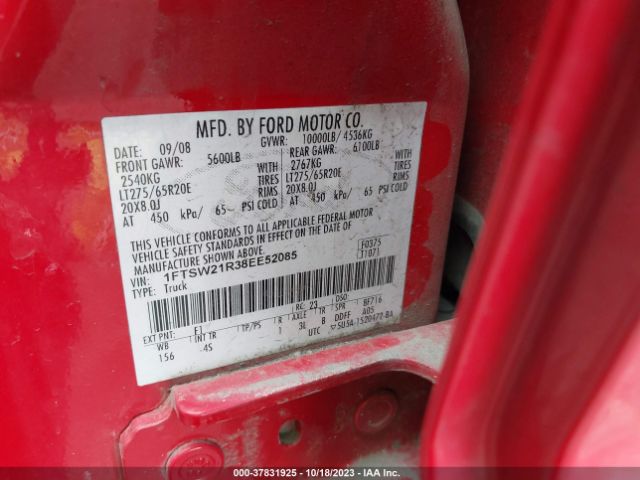 2008 FORD SUPER DUTY F-250 1FTSW21R38EE52085 Photo 8