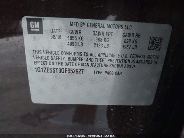 Chevrolet MALIBU 1LT 2016 1G1ZE5ST9GF352927 Image 9