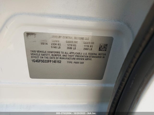 Buick Lacrosse Premium Ii 2015 1G4GF5G33FF146162 Image 9