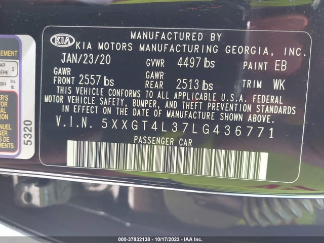 KIA Optima Se 2020 5XXGT4L37LG436771 Image 9