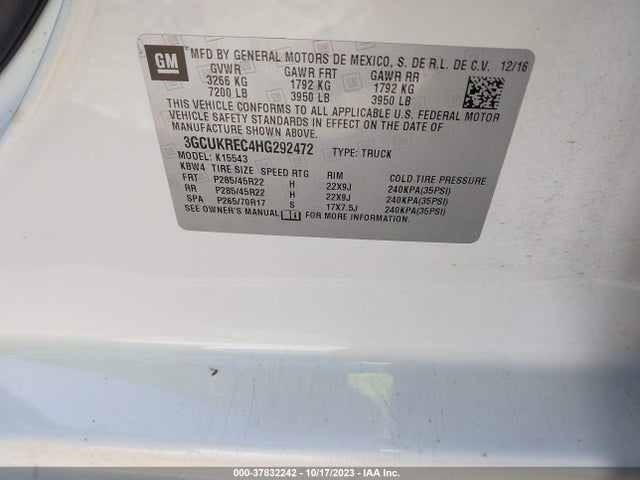 Chevrolet Silverado 1500 2lt 2017 3GCUKREC4HG292472 Image 9