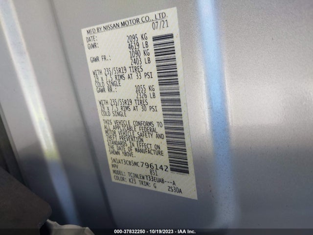 2021 NISSAN ROGUE SL INTELLIGENT AWD VIN: 5N1AT3CB5MC796142