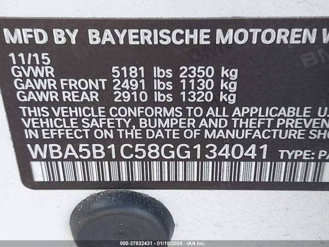 BMW 535i 2016 WBA5B1C58GG134041 Image 9
