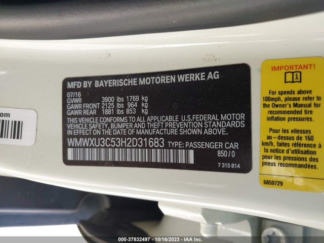 2017 MINI HARDTOP WMWXU3C53H2D31683 Photo 8