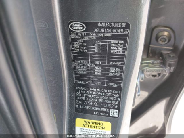 2020 LAND ROVER RANGE ROVER EVOQUE SALZP2FX6LH006256 Photo 8