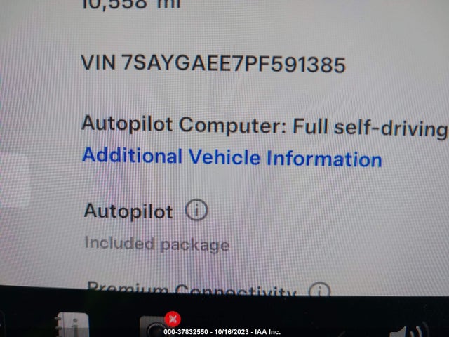 2023 TESLA MODEL Y LONG RANGE VIN: 7SAYGAEE7PF591385
