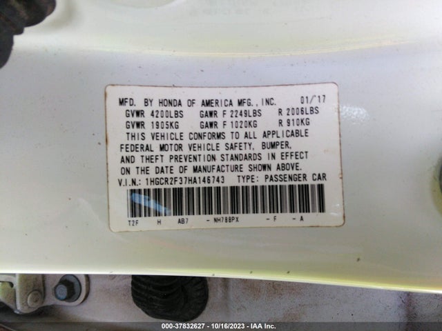 Honda ACCORD LX 2017 1HGCR2F37HA146743 Image 9