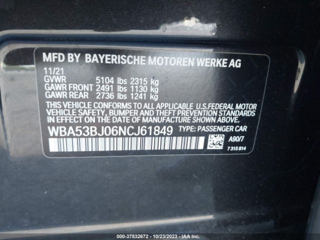 2022 BMW 540I WBA53BJ06NCJ61849 Photo 8