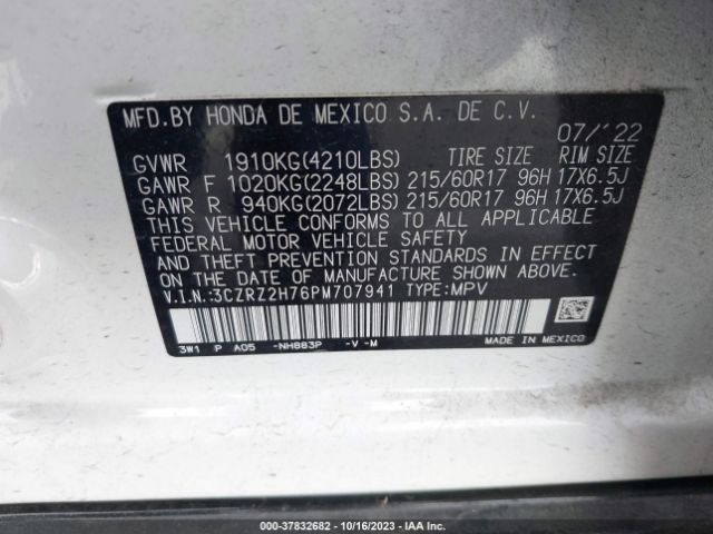 3CZRZ2H76PM707941 Honda Hr-v Ex-l