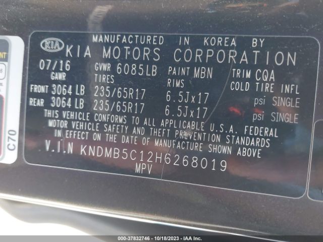 KNDMB5C12H6268019 KIA SEDONA LX