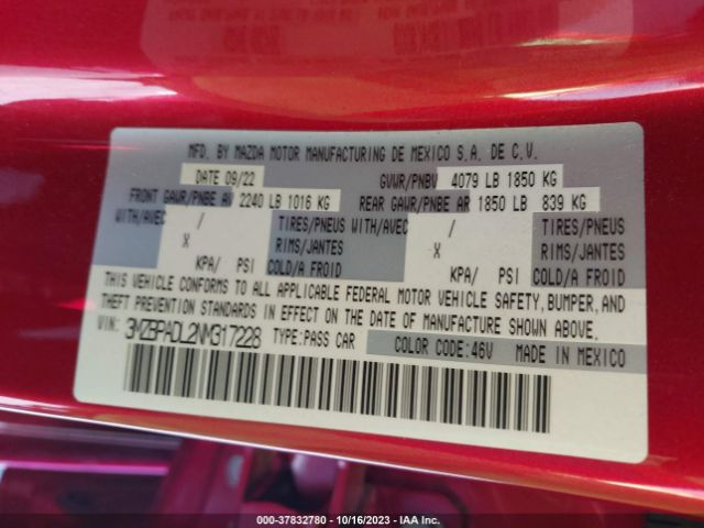 2022 MAZDA MAZDA3 3MZBPADL2NM317228 Photo 8