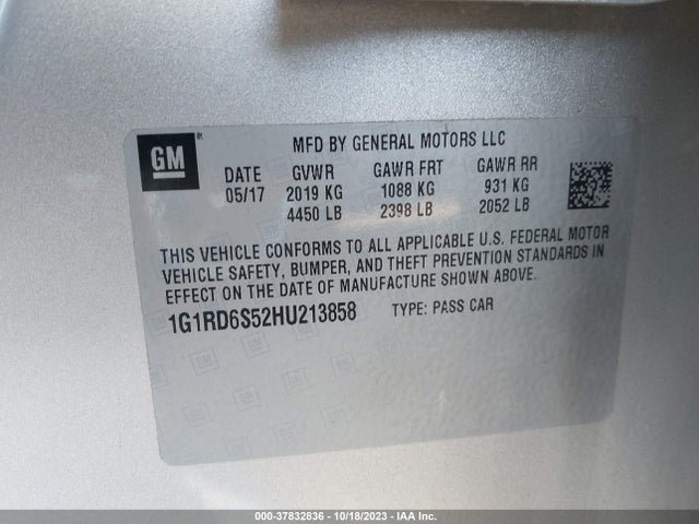 Chevrolet Volt Premier 2017 1G1RD6S52HU213858 Image 9