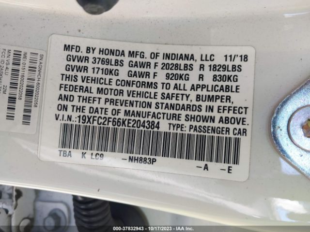 19XFC2F66KE204384 Honda Civic Sedan Lx