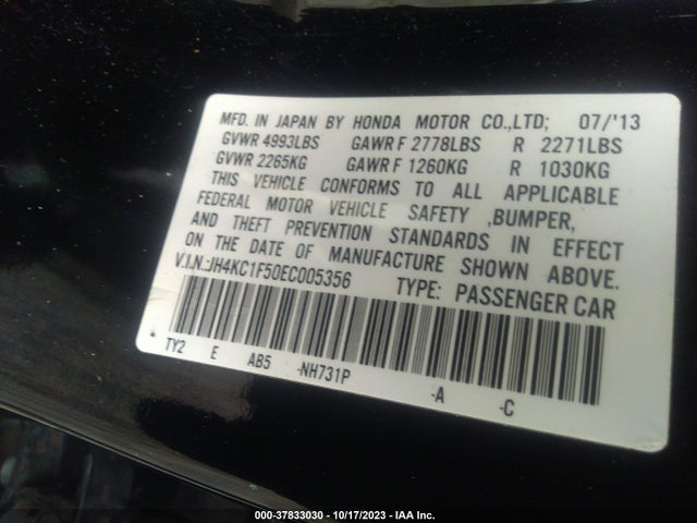 Acura Rlx Tech Pkg 2014 JH4KC1F50EC005356 Image 9