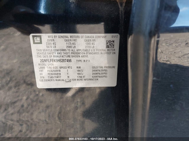 Chevrolet EQUINOX LT 2017 2GNFLFEK6H6287496 Image 9