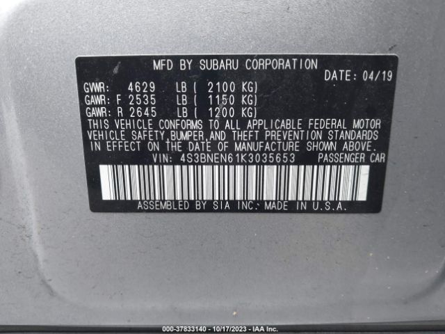 4S3BNEN61K3035653 Subaru Legacy Limited