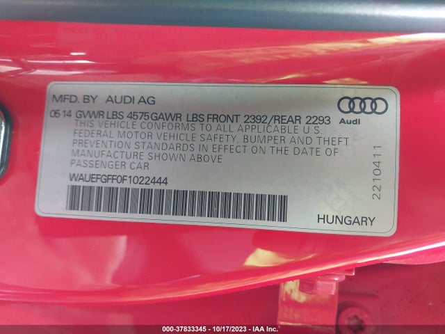 Audi A3 2.0t Premium Plus 2015 WAUEFGFF0F1022444 Image 9