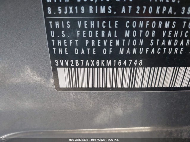 3VV2B7AX6KM164748 Volkswagen Tiguan Se/sel/sel R-line