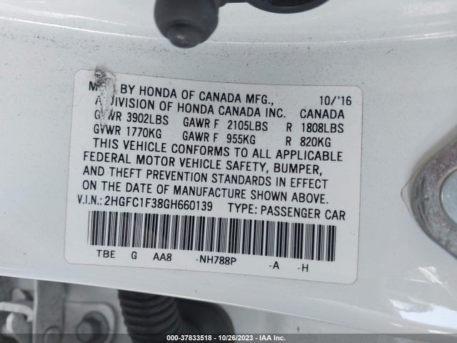 Honda Civic Ex-t 2016 2HGFC1F38GH660139 Image 9