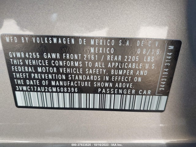 3VWC17AU2GM508396 Volkswagen Golf Sportwagen Tsi S