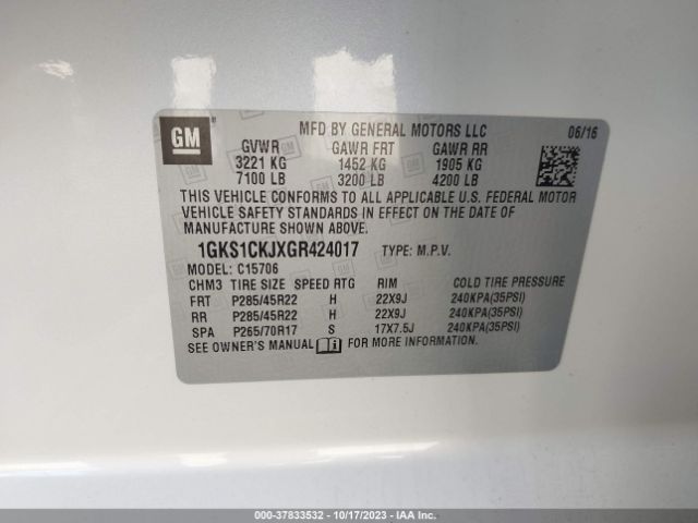 1GKS1CKJXGR424017 GMC YUKON DENALI
