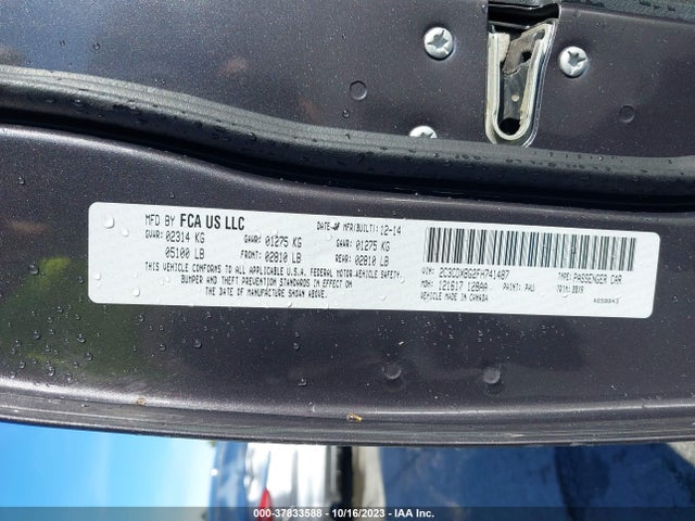 2015 DODGE CHARGER SE VIN: 2C3CDXBG2FH741487