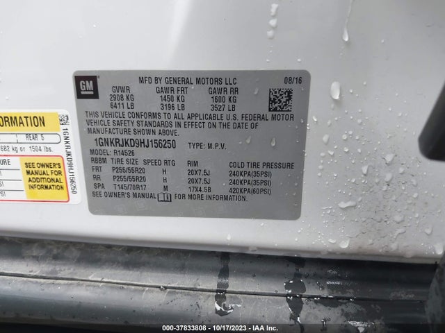 Chevrolet Traverse Premier 2017 1GNKRJKD9HJ156250 Image 9