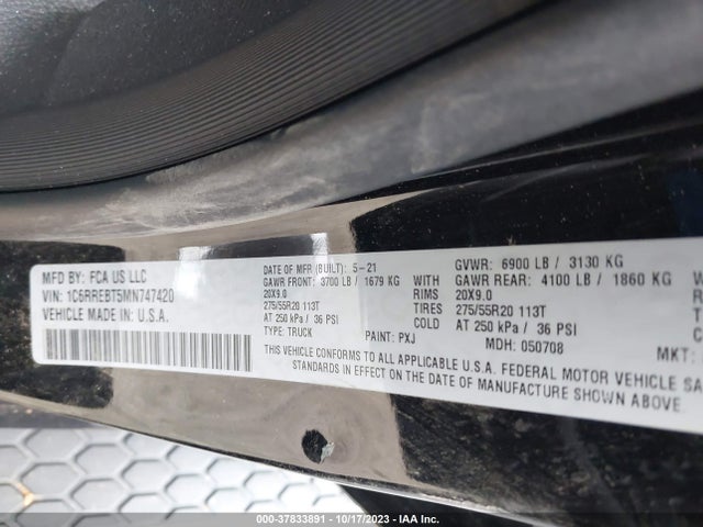 1C6RREBT5MN747420 RAM 1500 Big Horn