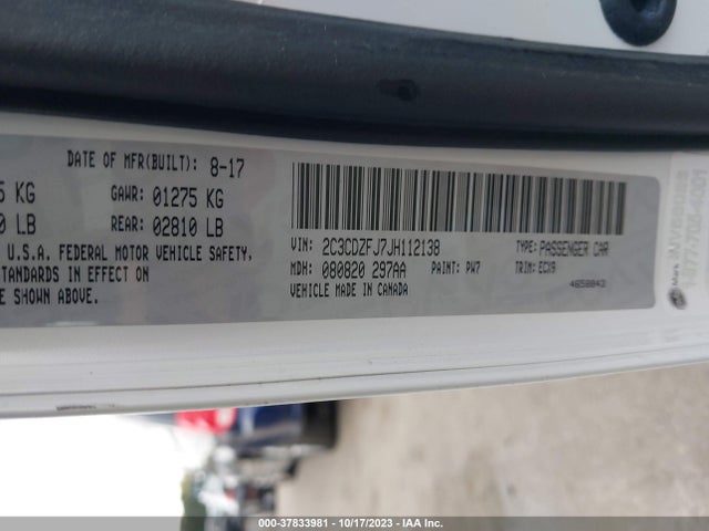 2018 DODGE CHALLENGER R/T SCAT PACK VIN: 2C3CDZFJ7JH112138