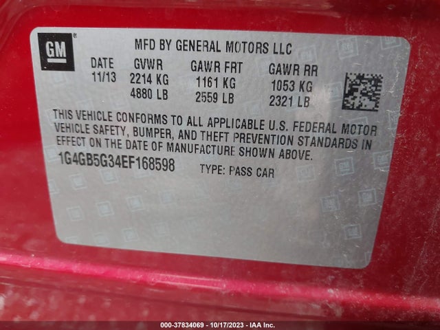 1G4GB5G34EF168598 Buick Lacrosse Leather