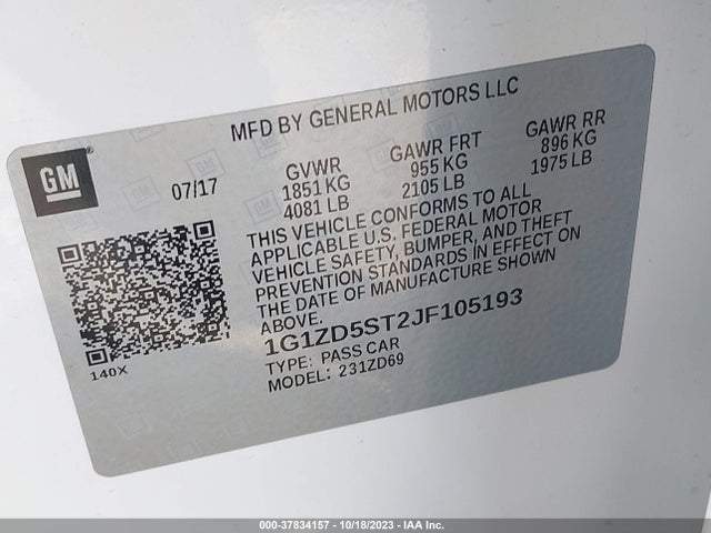 Chevrolet MALIBU LT 2018 1G1ZD5ST2JF105193 Image 9