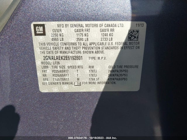 Chevrolet EQUINOX LS 2014 2GNALAEK2E6192801 Image 9