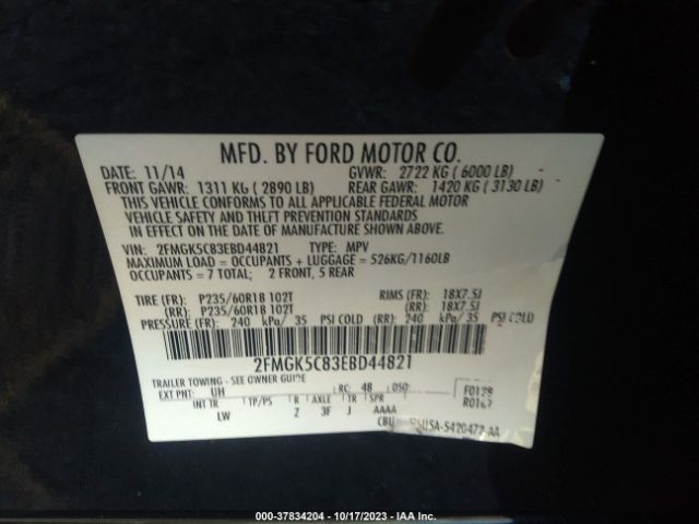 2FMGK5C83EBD44821 Ford FLEX SEL