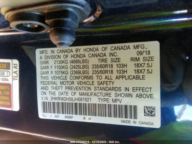 2HKRW2H58JH681921 Honda CR-V EX
