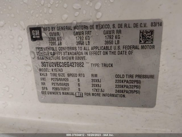 3GTU2VEC3EG427882 GMC Sierra 1500 Slt