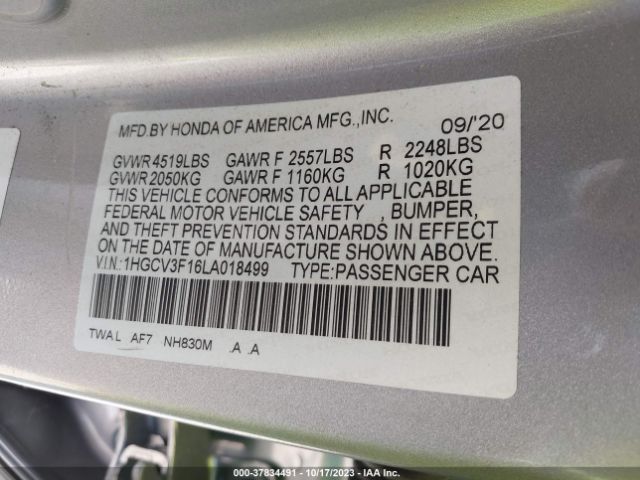 1HGCV3F16LA018499 Honda ACCORD HYBRID