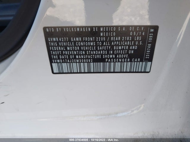 3VWD17AJ2EM308092 Volkswagen Jetta Sedan Se W/connectivity
