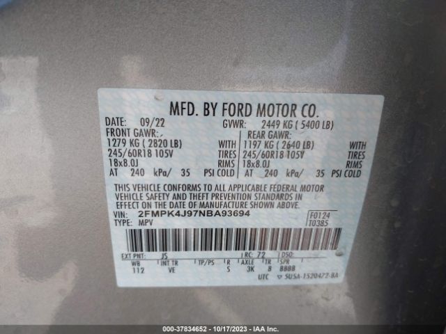 2FMPK4J97NBA93694 Ford Edge Sel/st-line