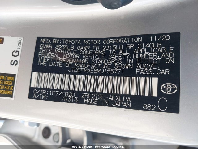 Toyota COROLLA LE 2021 JTDEPMAE8MJ155771 Image 9