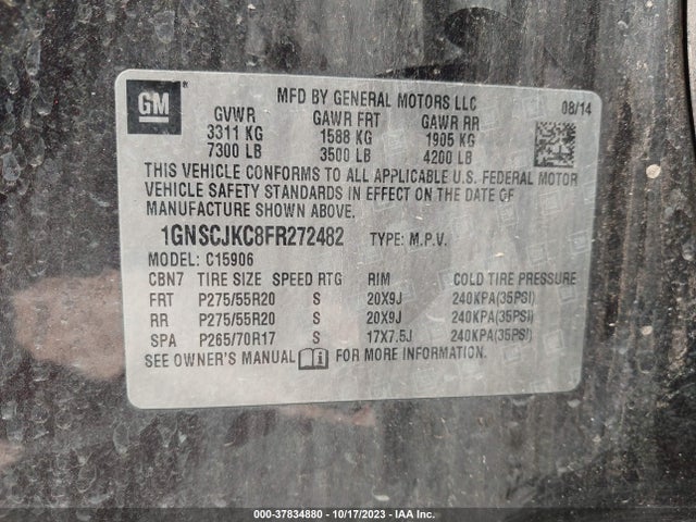 Chevrolet Suburban Lt 2015 1GNSCJKC8FR272482 Image 9