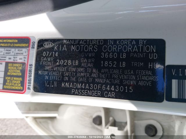 KNADM4A30F6443015 KIA RIO LX