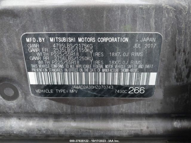 JA4AD2A30HZ070743 Mitsubishi Outlander Es