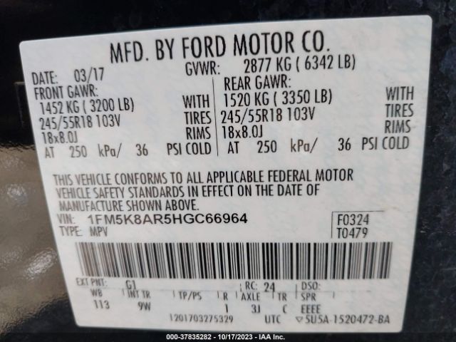 1FM5K8AR5HGC66964 Ford POLICE INTERCEPTOR