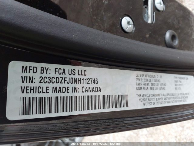 2C3CDZFJ0NH112746 Dodge Challenger R/t Scat Pack
