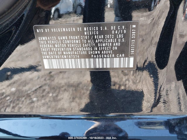 3VWCB7BU1KM187374 Volkswagen Jetta S/se/r-line